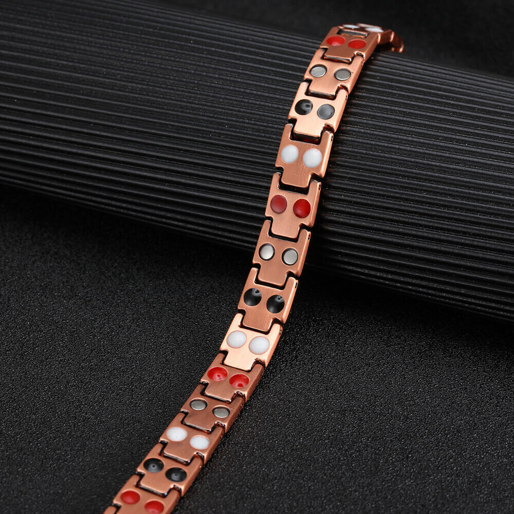 Easter gift Solid Copper Magnetic Bracelet 4 Elements Balance Energy Power Joy