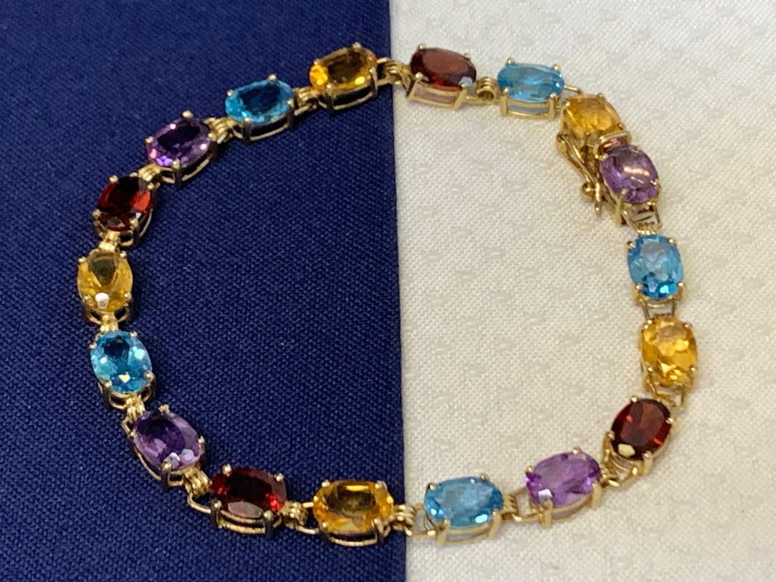 10K Yellow Gold Bracelet 7.69g Fine Jewelry 7″ Multicolor Stones *READ*