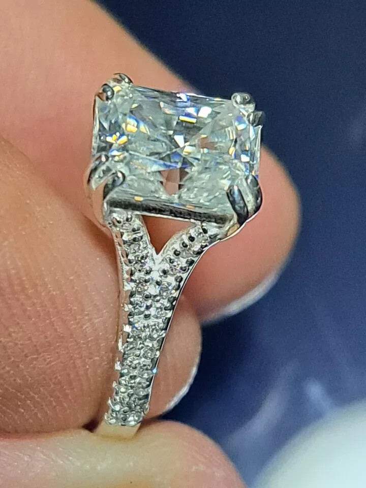 Certified Natural 2ct VS1 Radiant White Diamond 14K White Gold Ring For Women