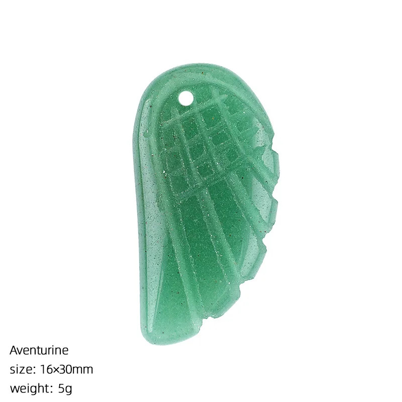 6PCS 16x30mm Angel Wing Carved Stone Pendant DIY Jewelry Necklace Making Charm
