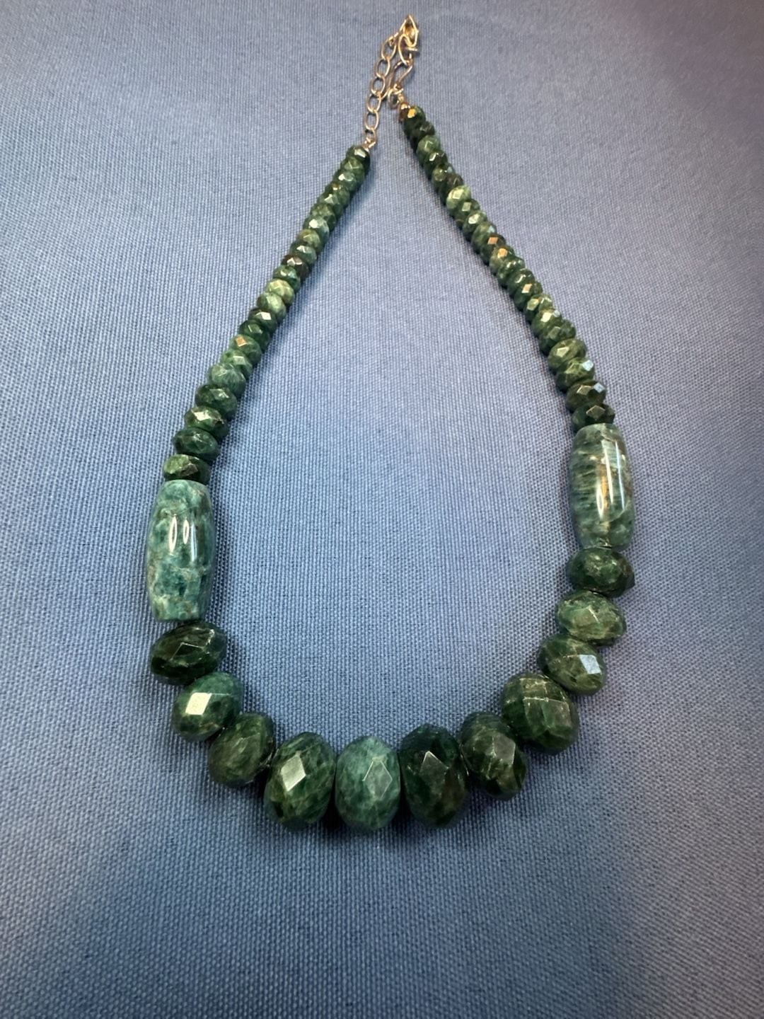 Mine Finds by Jay King Graduated Green Apatite Sterling Silver Bead Necklace