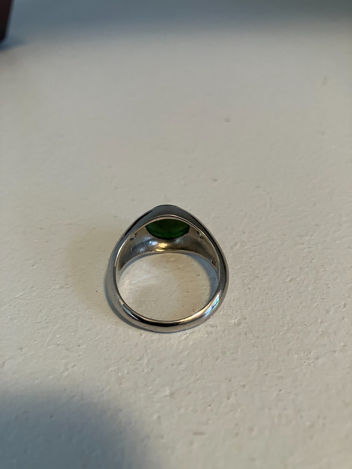 Gorgeous Palladium Jade & Diamond Ring Mens Womens Size 9