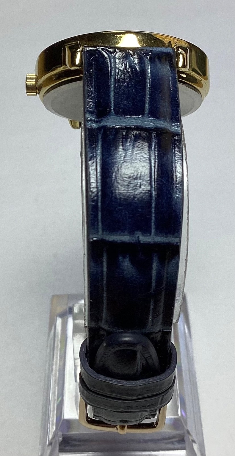 Timex Indiglo Womens Watch Gold White Navy Leather Band WR 30M New Battery
