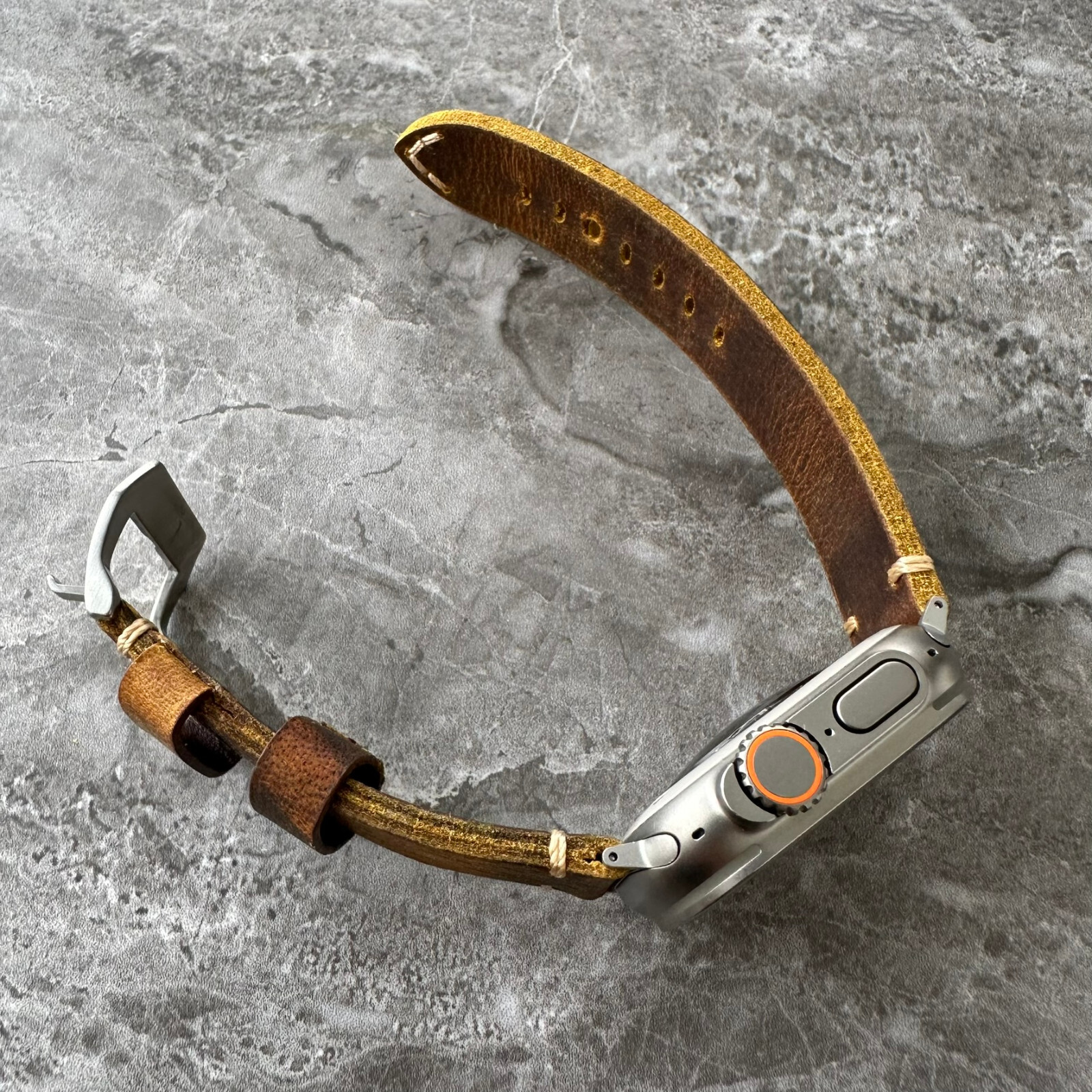 Thick Brown Buffalo Leather Watch Strap Band For NEW Apple Watch Ultra 1 2 49mm