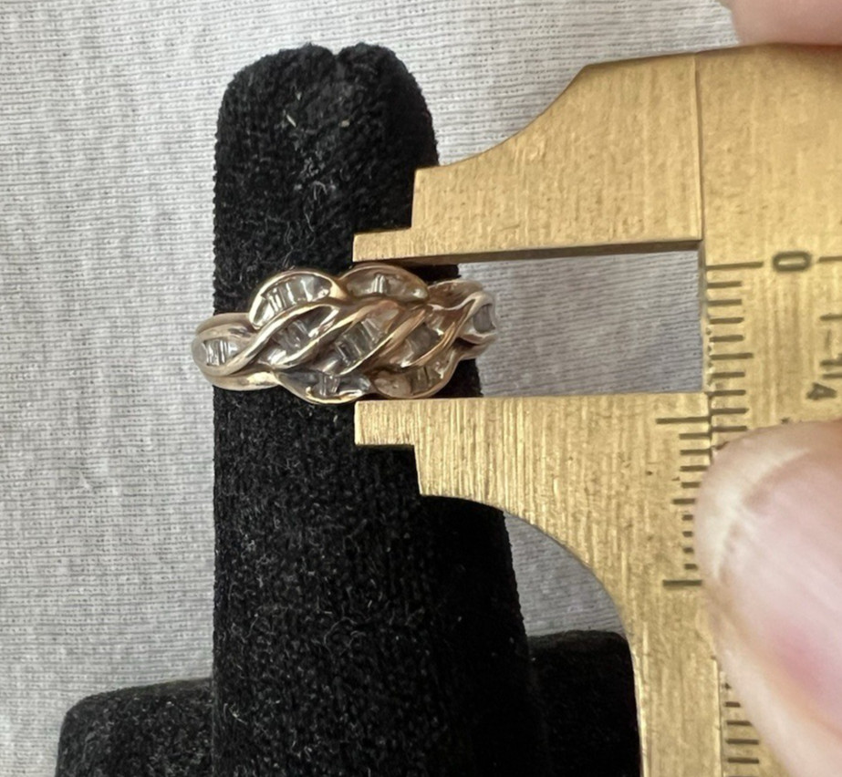 10k Gold With Baguette Diamonds Ring Size 7, 3.2 Grams, Pre-Owned