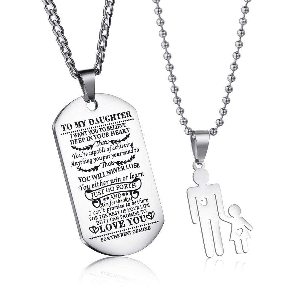 to My Daughter Dog Tag Necklace 1.93 x 1.10 x 0.08 inches, Daughter-silver