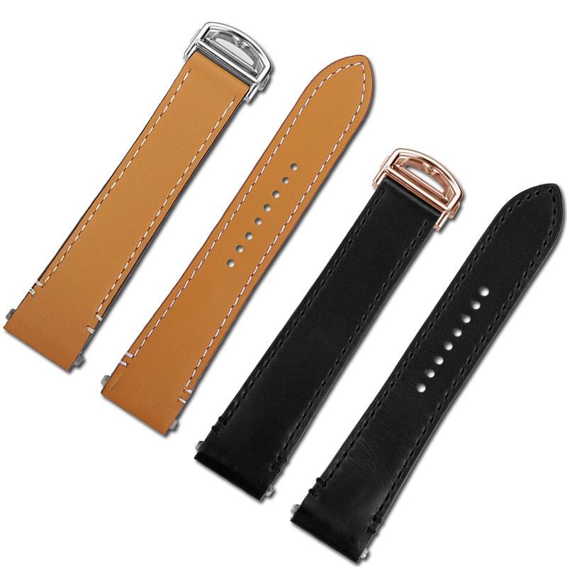 Genuine Leather Watchband For Car.tier Sandoz Large Medium-Sized Santos WSSA0010