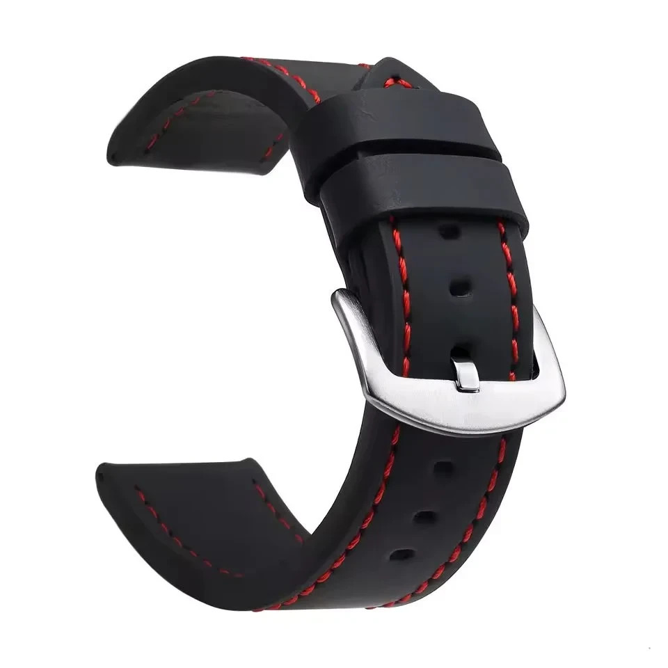 Classic Leather Watch Strap Sport Band Quick Release Steel Buckle 18mm 20mm 22mm
