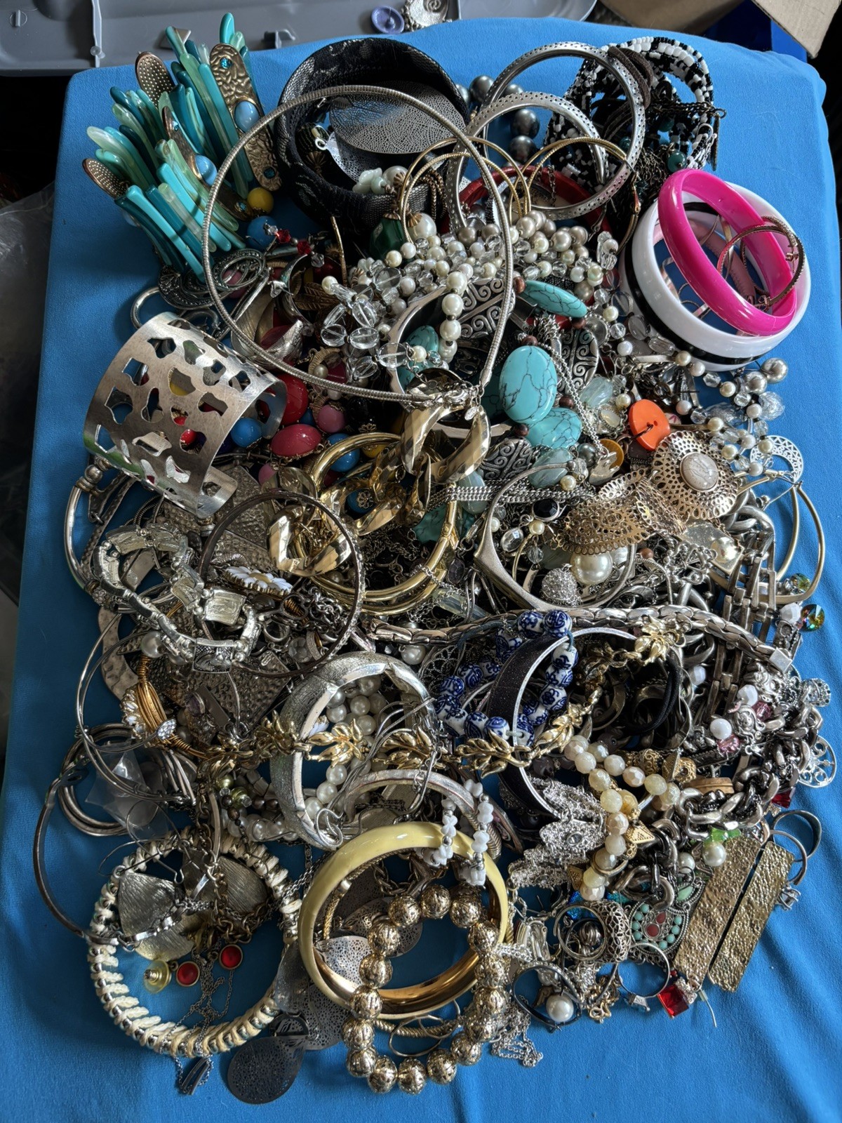 Mixed Jewelry Lot, 7+lbs., For Wearing, Crafting, Resell, Some 925, Untested