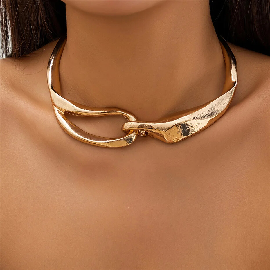 Chunky Necklace Statement Irregular Big Exaggerated Modern Gold Silver Collar