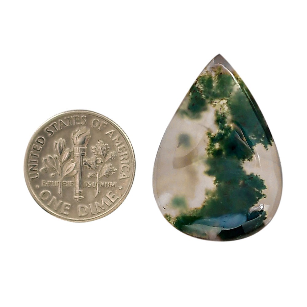 Green Moss Agate 20.1×28.85×5.5 mm Pear Shape Polished Gemstone LS31-05969