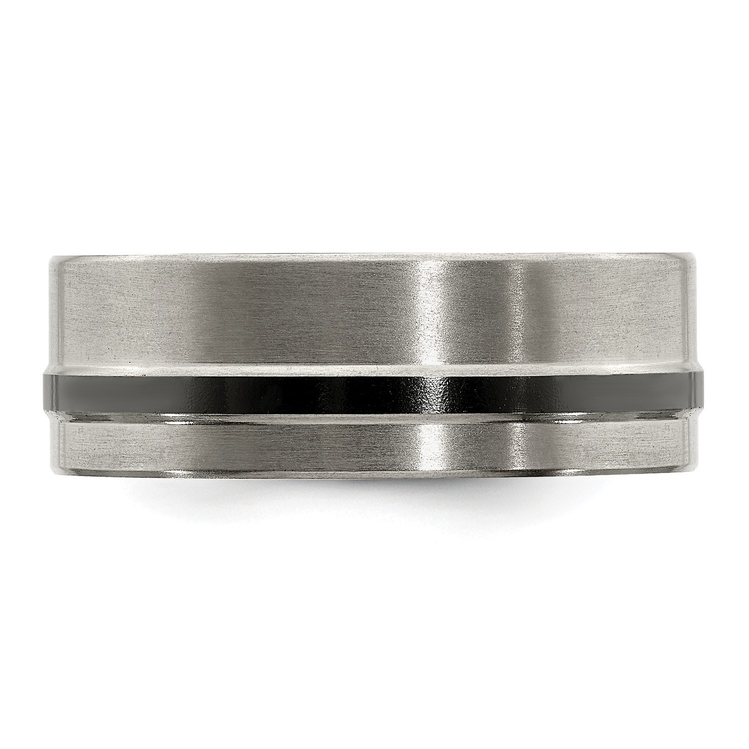 Edward Mirell Black Ti Titanium 8mm Flat Cut Brushed Wedding Band Sizes 7 to 13