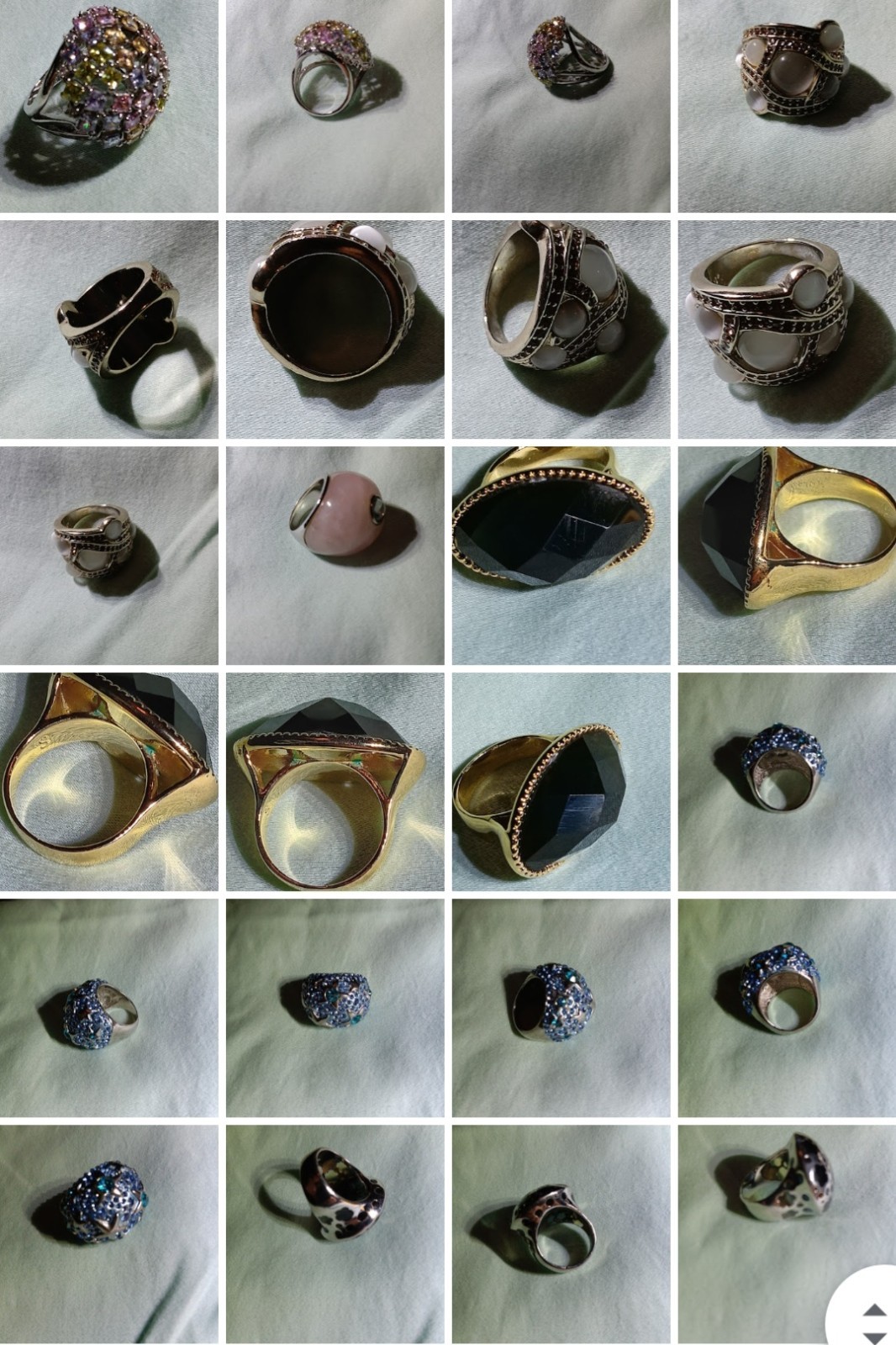 28 Pc Estate Costume Ring Lot Chunky Statement Chico’s Cannes 18K HGE w/ Tray