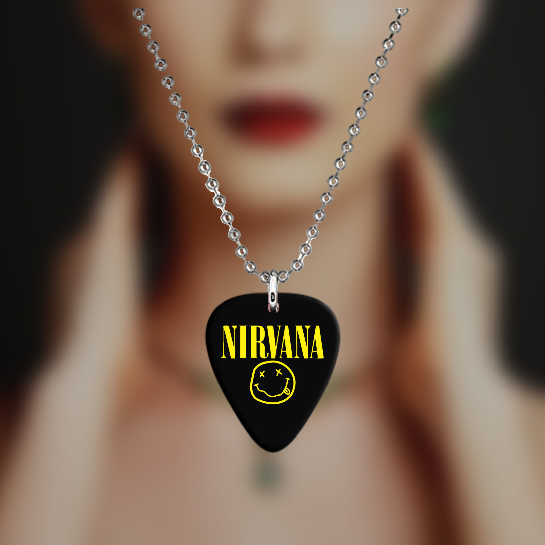 NIRVANA Guitar Pick Necklace + Bonus Guitar Pick.