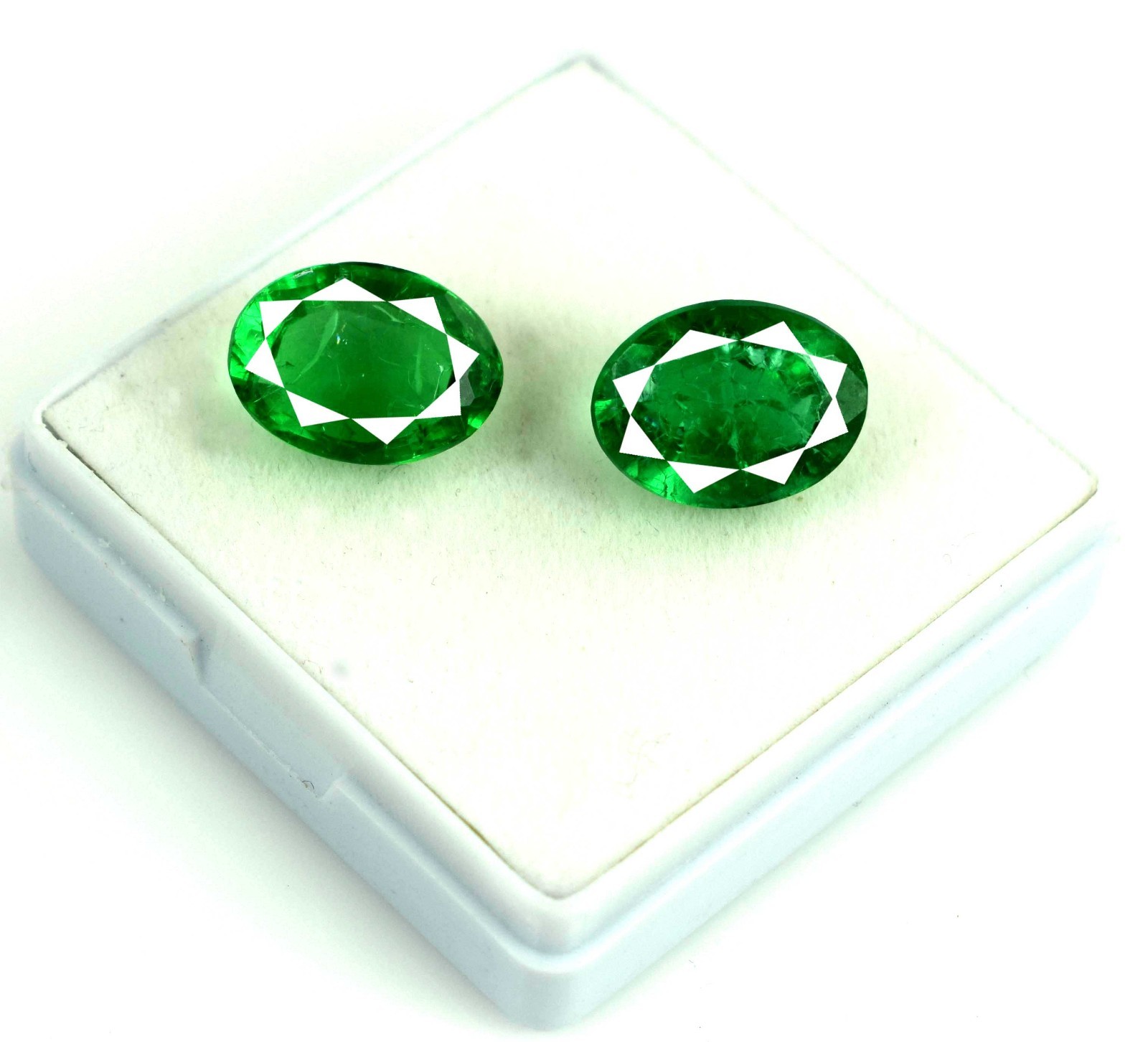 13.45 Ct/14 mm Oval Zambian Emerald Natural Gemstone Pair Certified