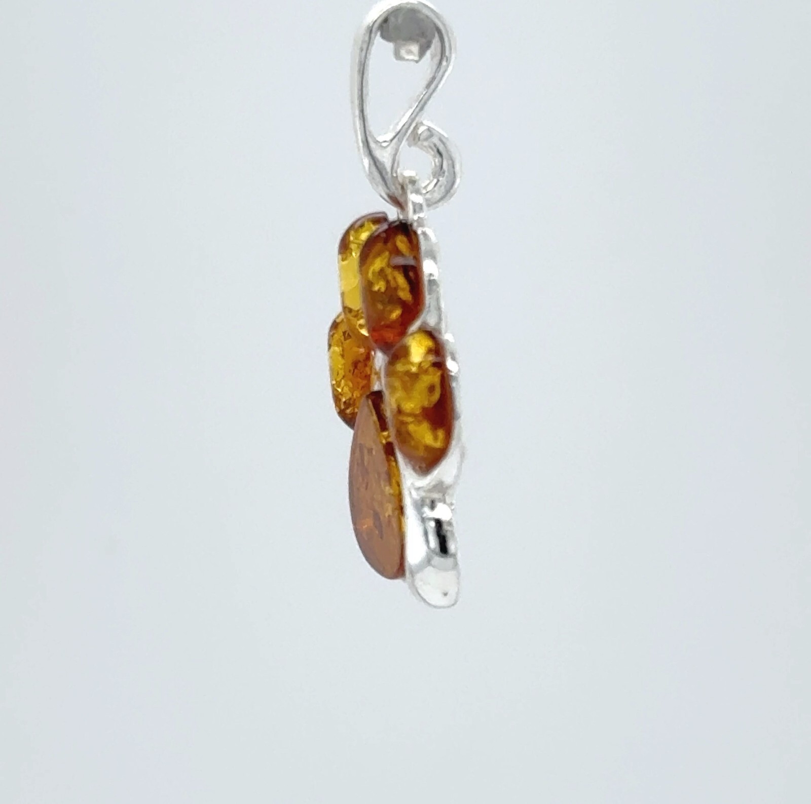 Cognac / Brown BALTIC AMBER Paw Pendant – 925 STERLING SILVER – Poland #4206e