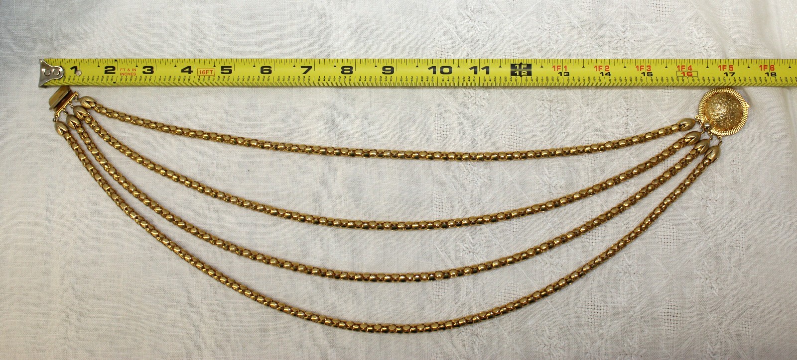 Vintage Hobe’ Multi-Strand Necklace Gold Tone Hobe 4 Strand