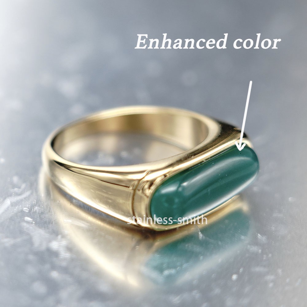 JXC 10k Mens Womens Gold Jade Jadeite Ring For Men Women Size 6 7 9 10 11 12 15