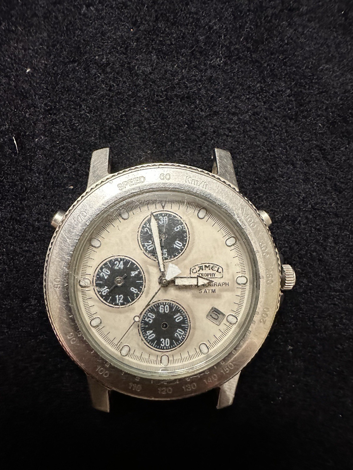 Camel Trophy Chronograph 5 ATM Needs Seconds Hand & Battery for Parts or Repair