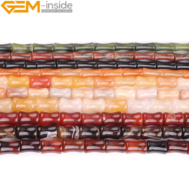 Natural Gemstone Bamboo Bone Assorted Loose Beads For Jewelry Making 15″ 30Pcs