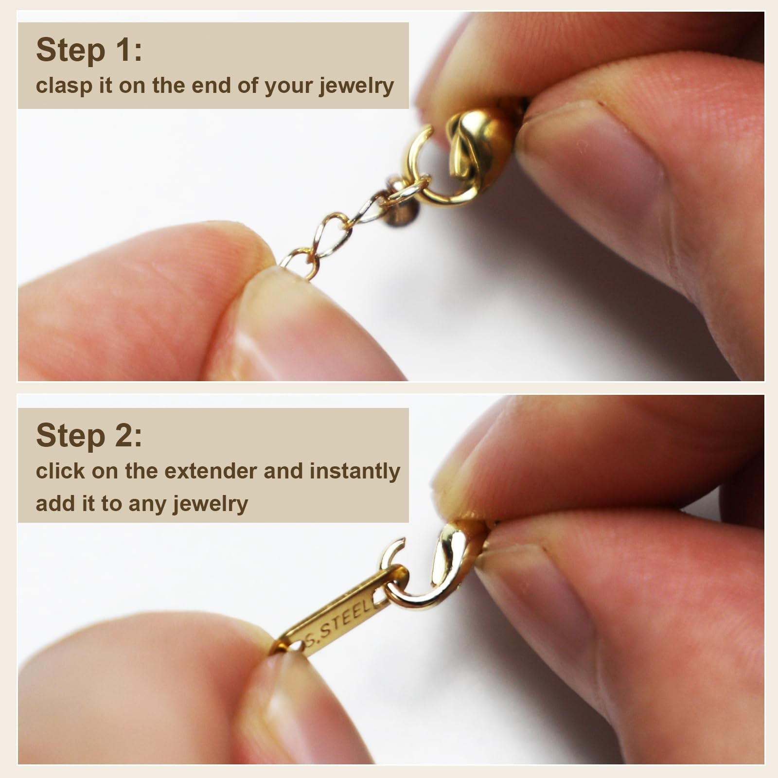 Necklace Extenders, 3 Pc Gold Plated Chain Extenders, 2″, 4″, 6″
