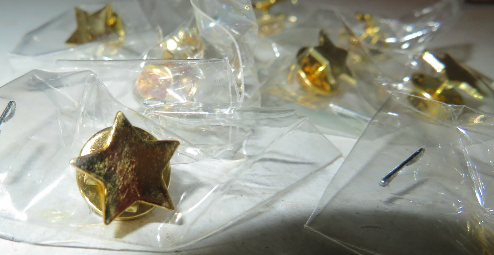 10 Pc Lot Gold Star Color Lapel Pin 1/2″ Wide Butterfly Clutch Pin Back Award