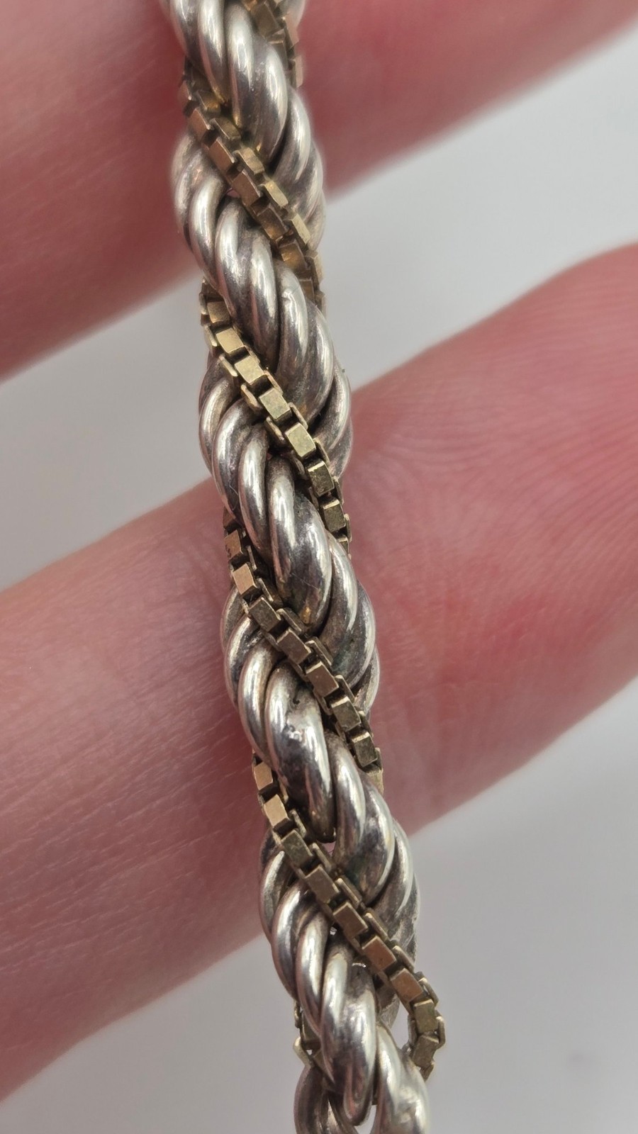 Vintage Italy Jewelry UnoAErre 925 Sterling Silver Box Twist Chain 19 Inch