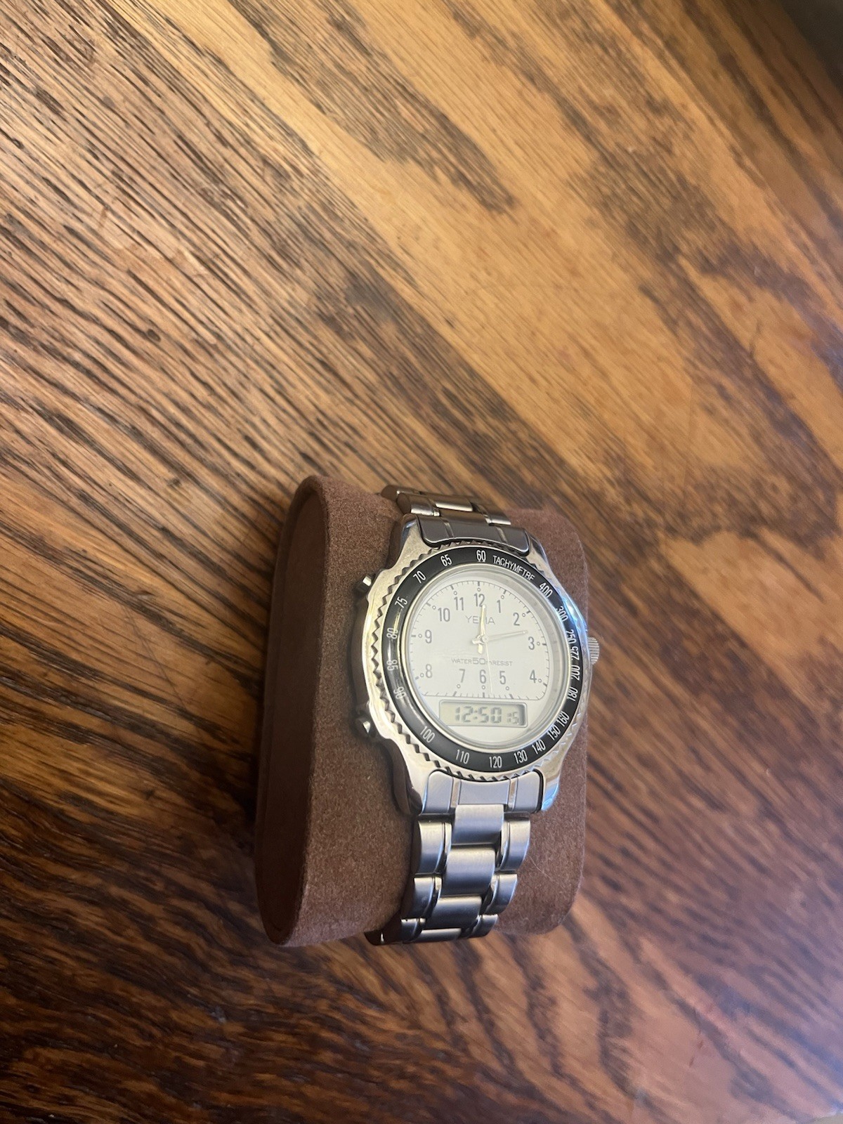 Yema 50th Anniversary Analog-Digital Stainless Steel Watch White Dial 50m Rare
