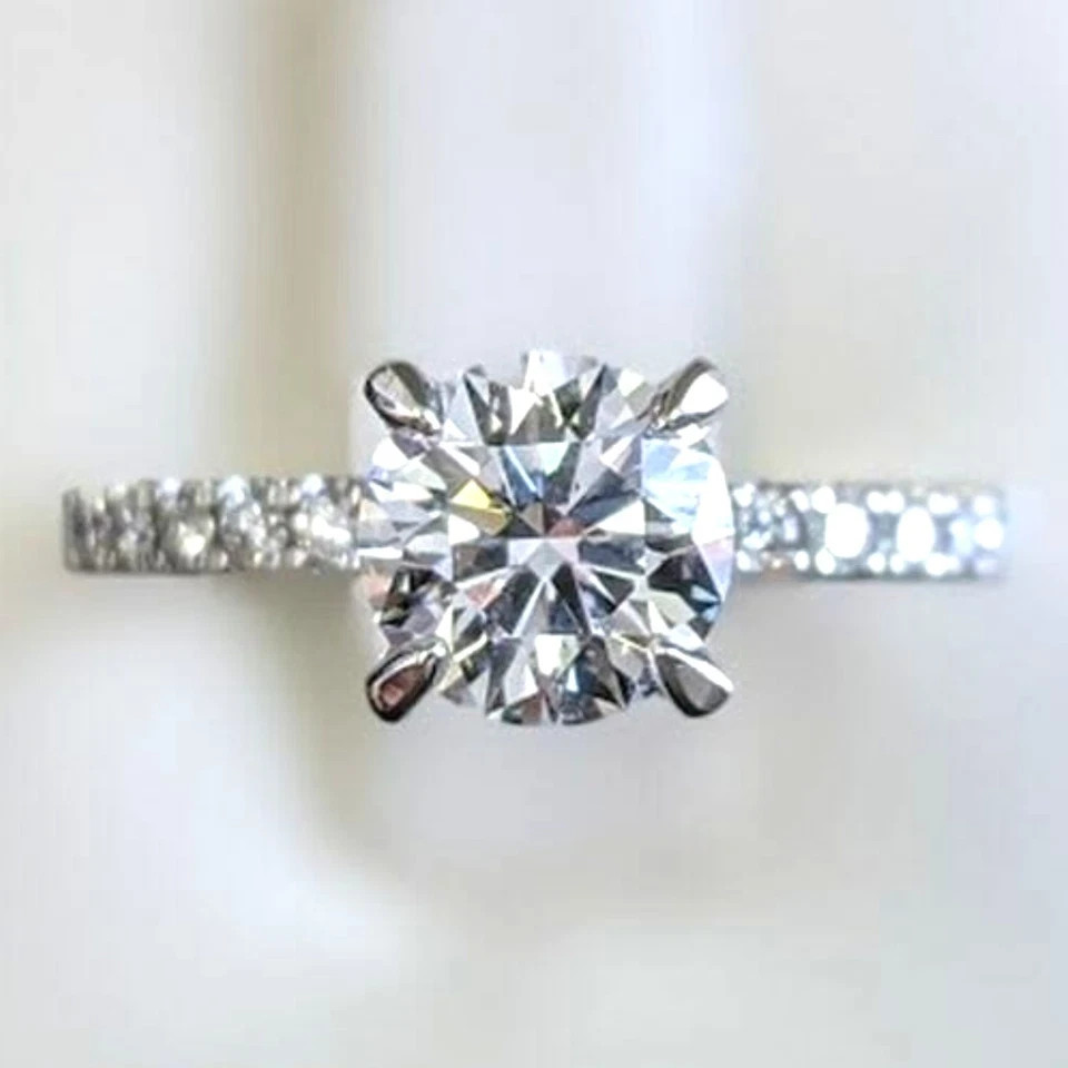 IGI Certified Diamond Ring Lab Grown Women Round Cut 14k White Gold 3 Ct VVS EF