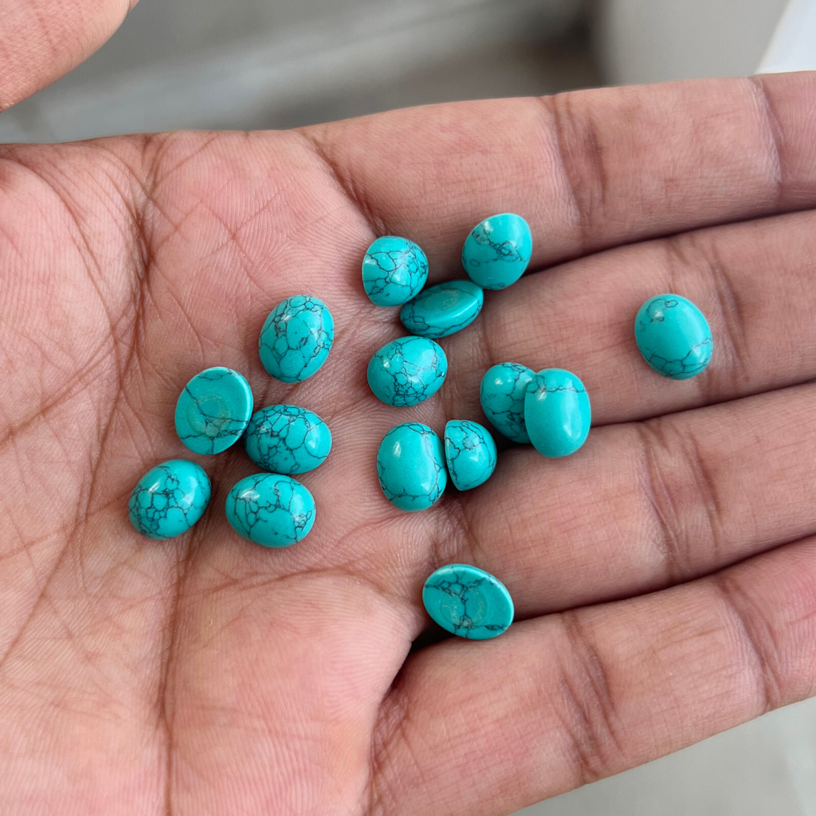 Synthetic Blue Turquoise Oval 3×5 mm to 15×20 mm Cabochon Loose Gemstone Lot