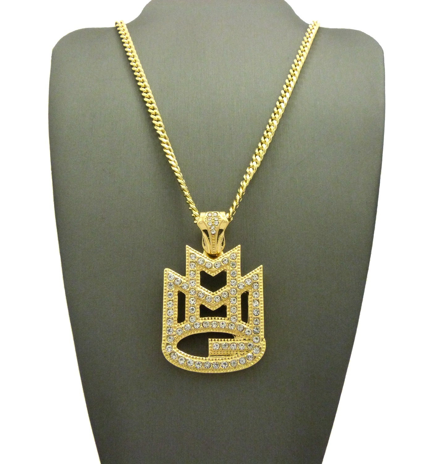 NEW ‘MMG’ PENDANT & 24″ BOX/CUBAN/ROPE CHAIN HIP HOP NECKLACE – XZ63G
