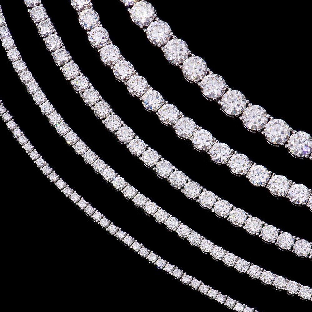 2-6mm MOISSANITE Tennis Chain Bracelet Men 925 Sterling Silver Valentine’s Day