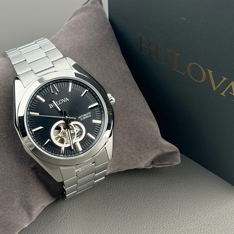 Bulova Surveyor 96A270 Black Dial Automatic Stainless Steel Men’s Watch 42mm