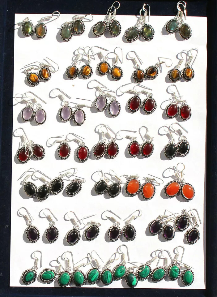 Multi Wholesale Earrings,Handmade 925 Silver Plated Earrings,Crystal Earrings~