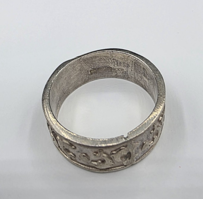 Dolphin Motif Sterling Silver Band RingSize 10.75 Marked Mex