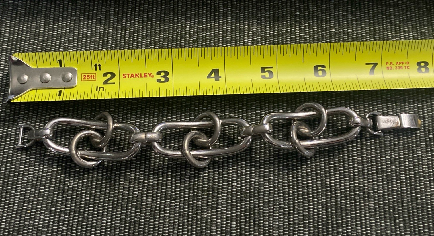 Vintage Bergere Silver Tone Chunky Oval Link Bracelet 7.25” Fold Over Clasp