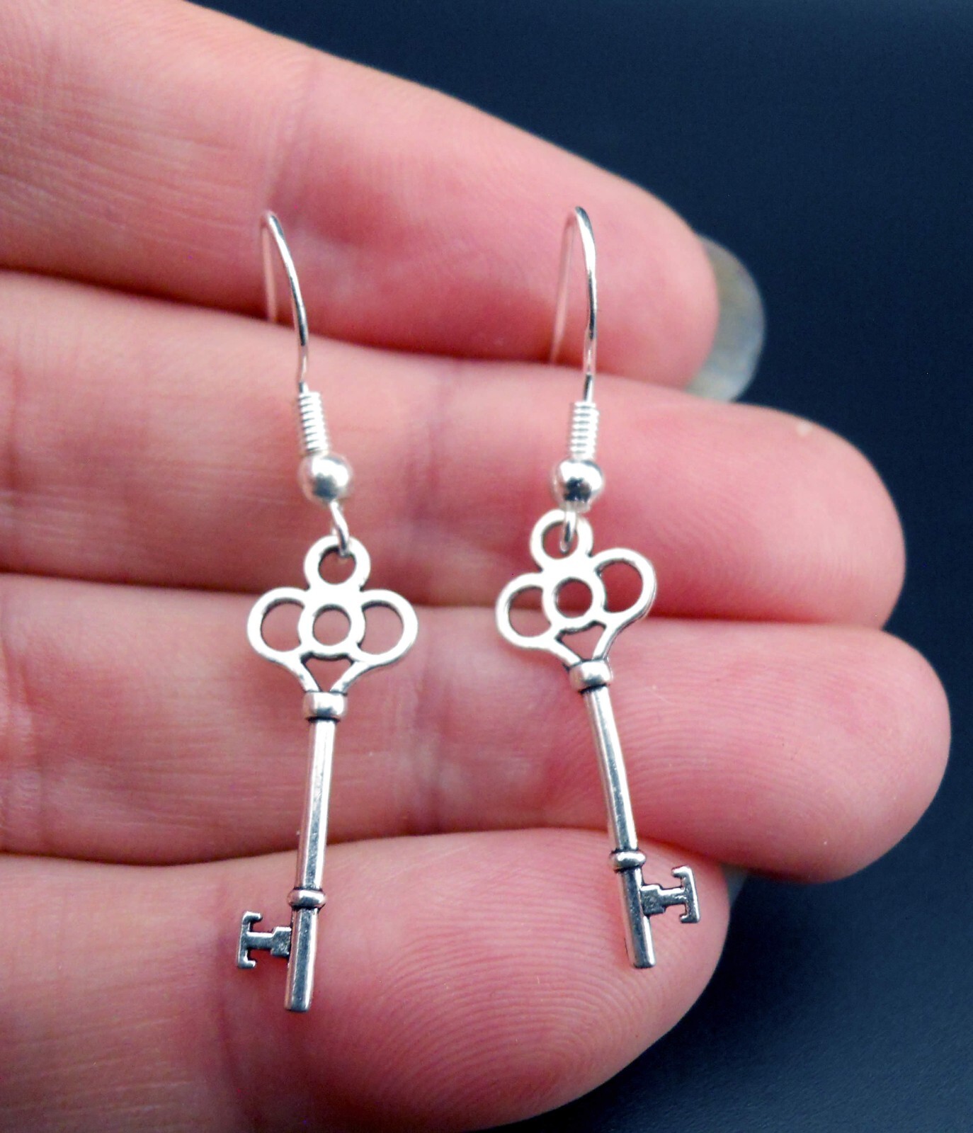 Keys Earrings Sterling Silver Ear Wires Tiny 3d Key Steampunk Retro