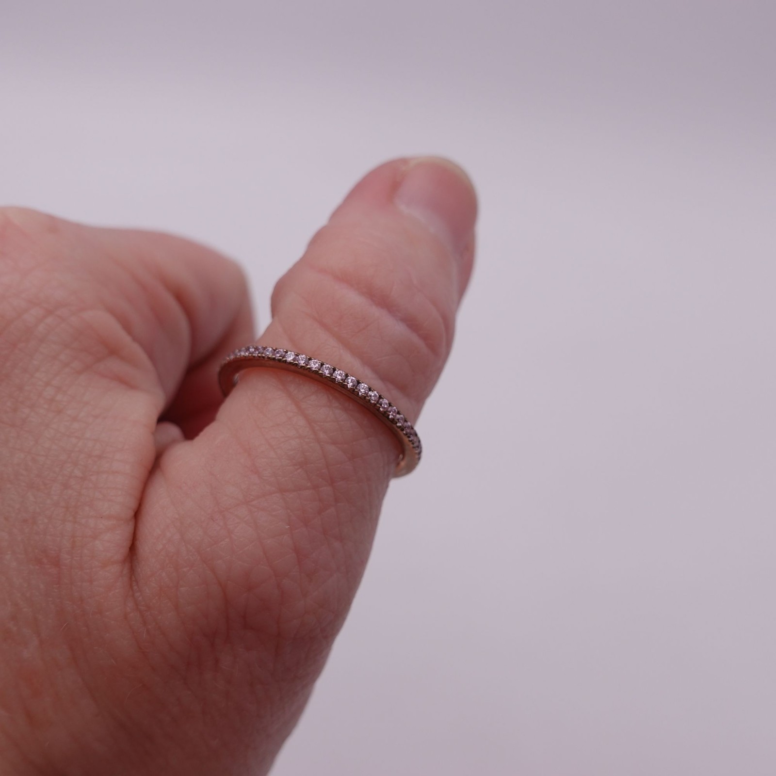 VTG Hidalgo H ❤️Sterling Silver 925 CZ Pink Enternity Band Ring