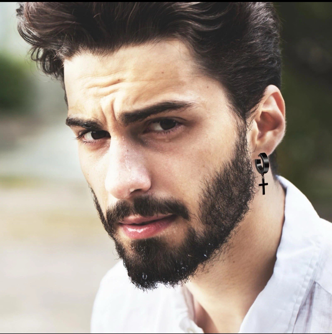 Mens Earrings Set Stainless Steel 15 Pairs CZ Black Silver Gold