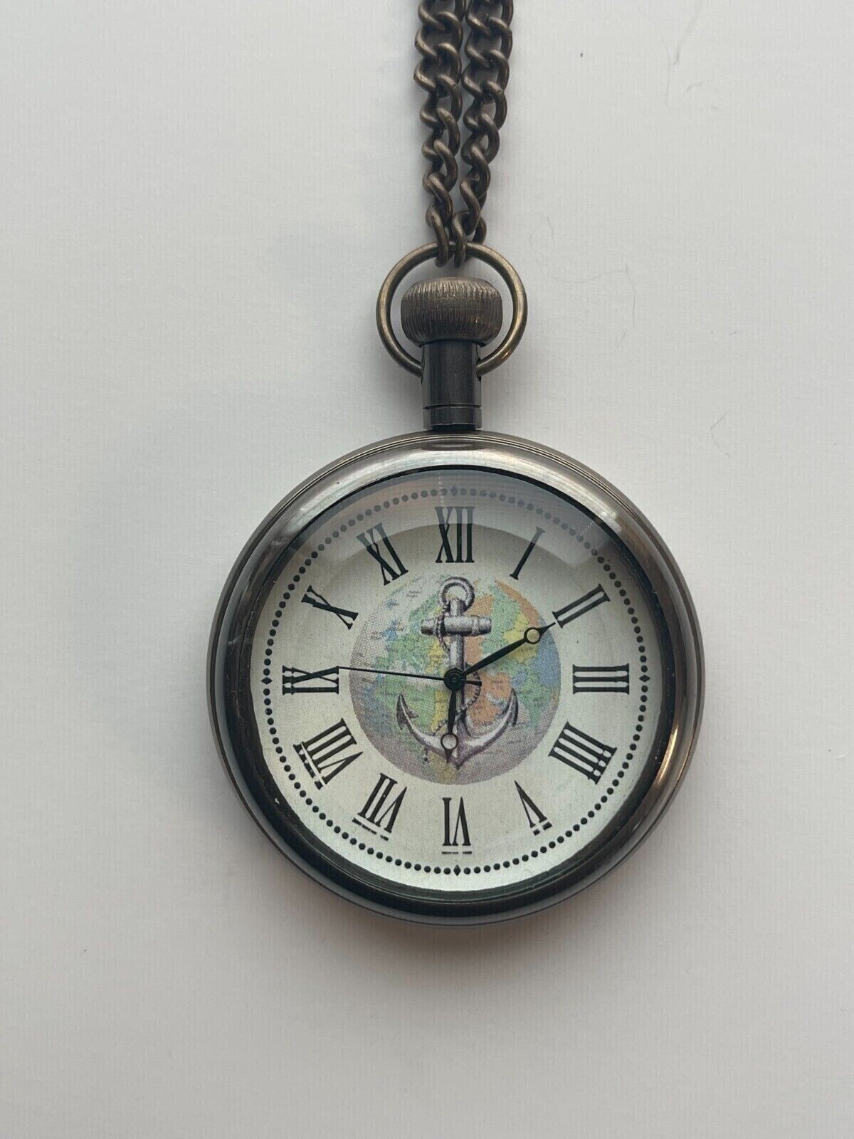 Pocket Watch Nautical Ocean Anchor World Map Vintage Antique Style Pocket Watch