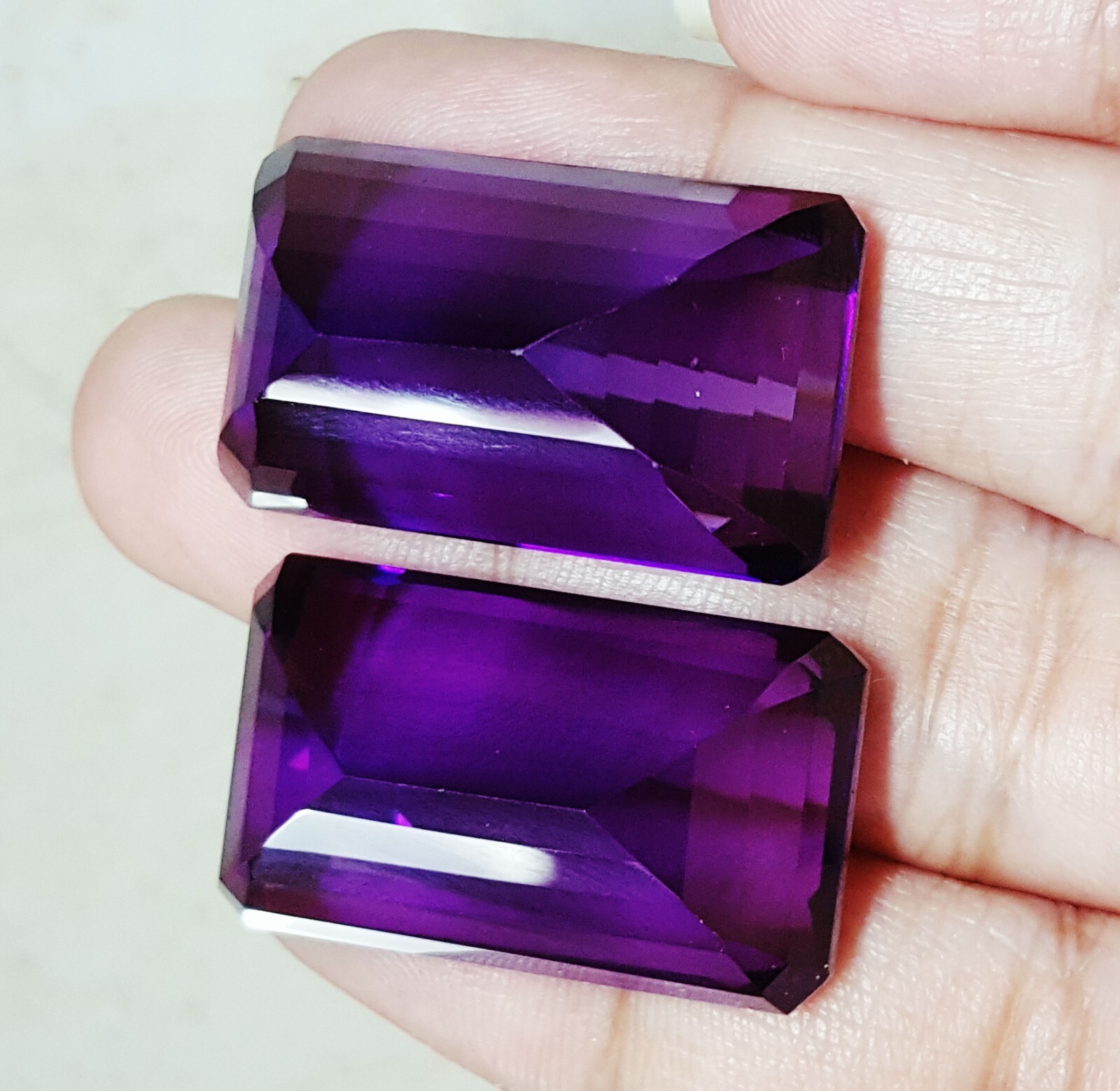 Loose Gems Natural Violet Amethyst Pair 100 Ct Untreated Certified Emerald G138