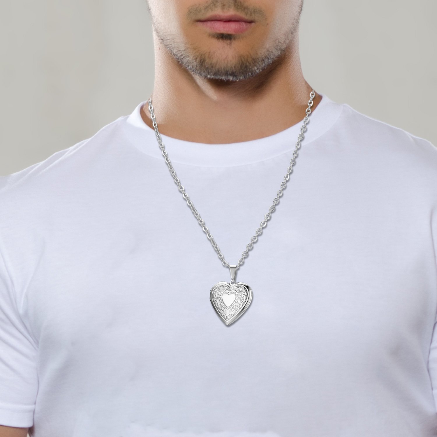 Stainless Steel Pendant Necklace Heart Locket Photo Picture Pendant Chain Gift