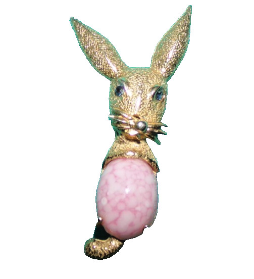 REDUCED-signed HOBE bunny rabbit shaped pin with pink stone-OMG!!