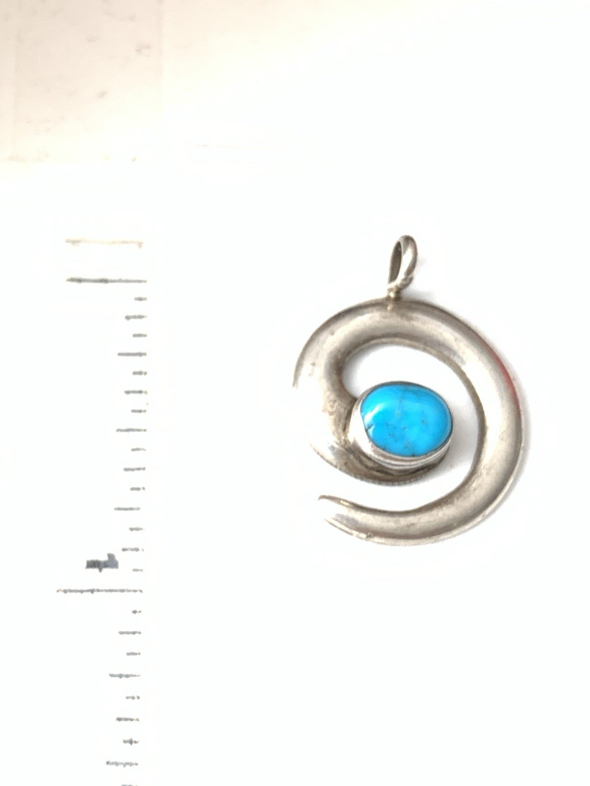Lowell Draper Navajo Turquoise Sandcast Sterling Silver Spiral Swirl Pendant