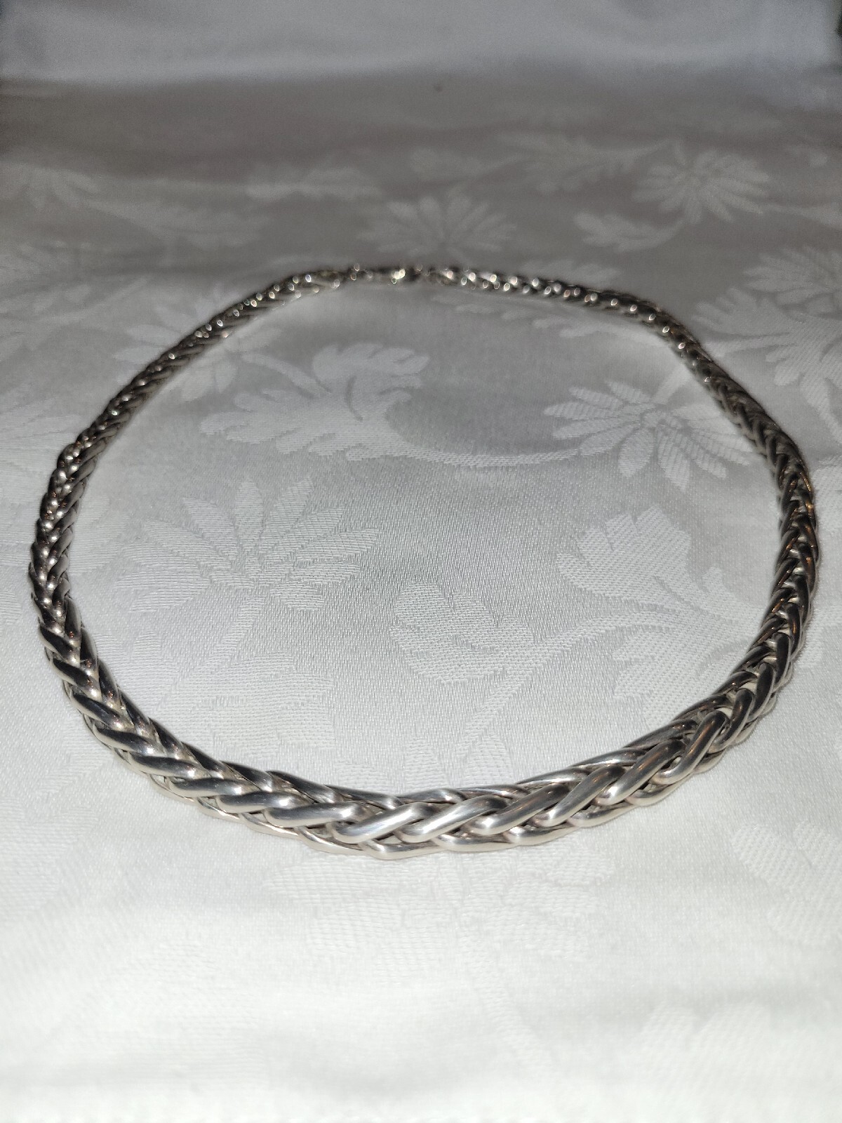 05J24 WOMEN’S PALM MESH 925 SOLID SILVER CHOKER CHAIN NECKLACE 69G