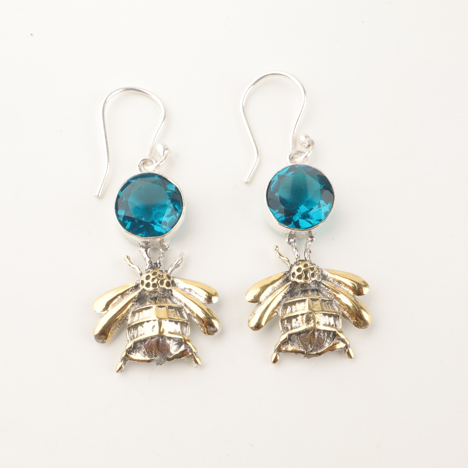 Natural Apatite 925 Silver Wedding Mother Drop Engagement Bezel Earrings Jewelry