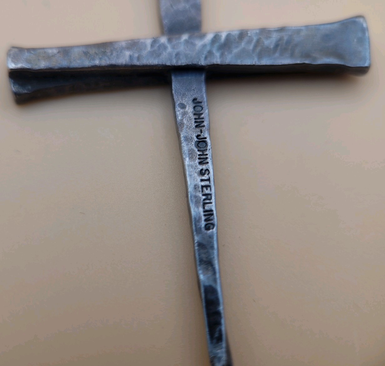 Sterling 925 Brutalist John-John Forged Nails Cross Necklace AGI 925 18″ Chain