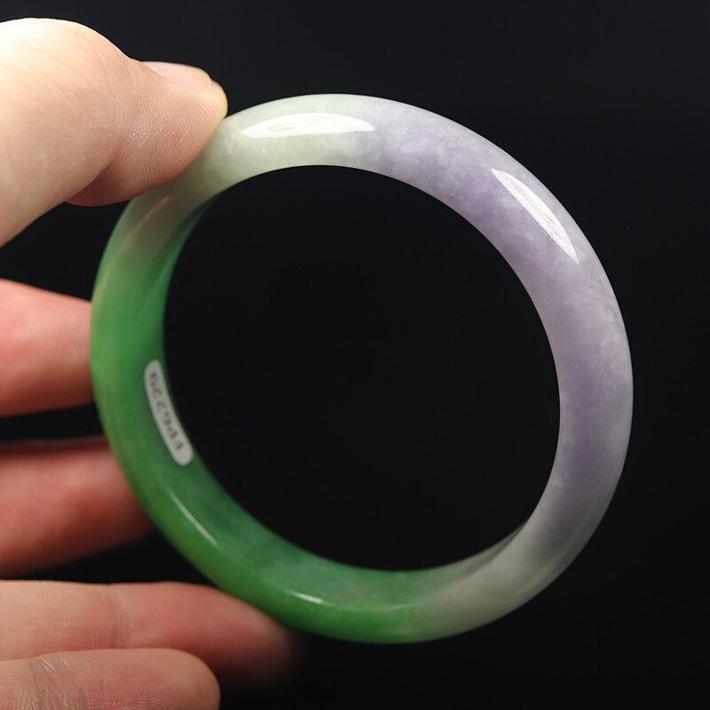 59mm Lavender Purple Green Jadeite Jade Bangle Bracelet Burma Jadeite 12511