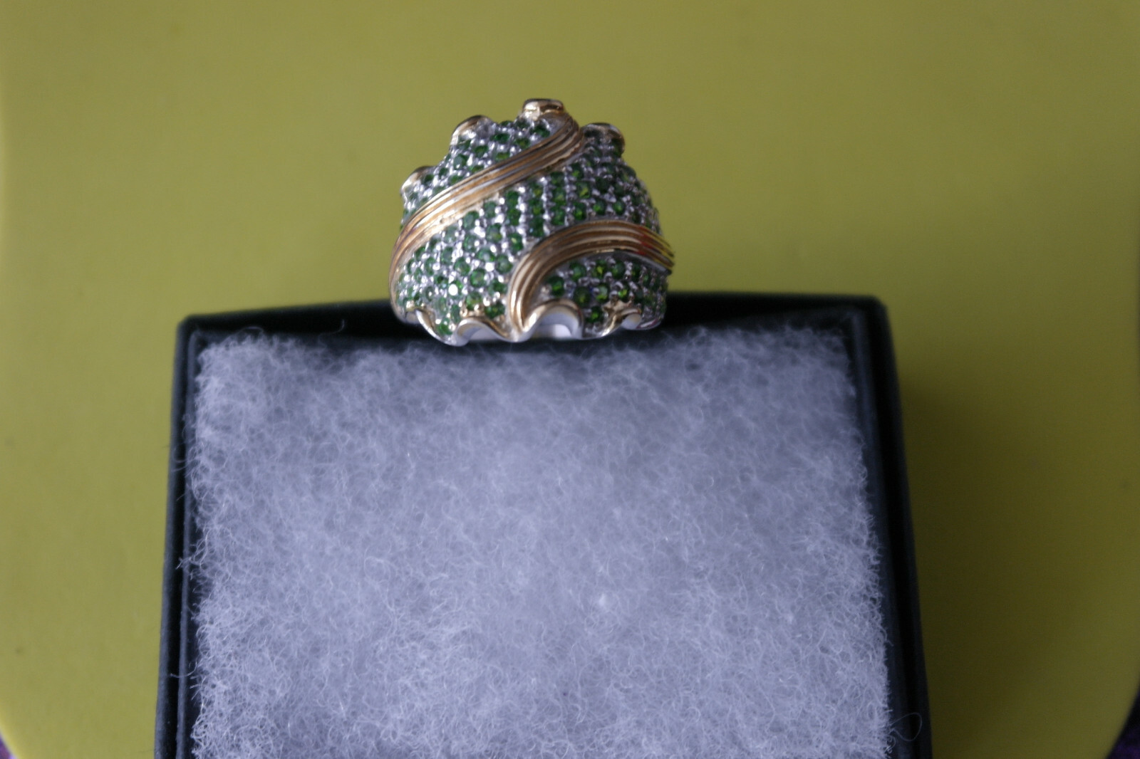 Elegant Round 1.5mm Top Rich Green Chrome Diopside 925 Sterling Silver Ring O1/2