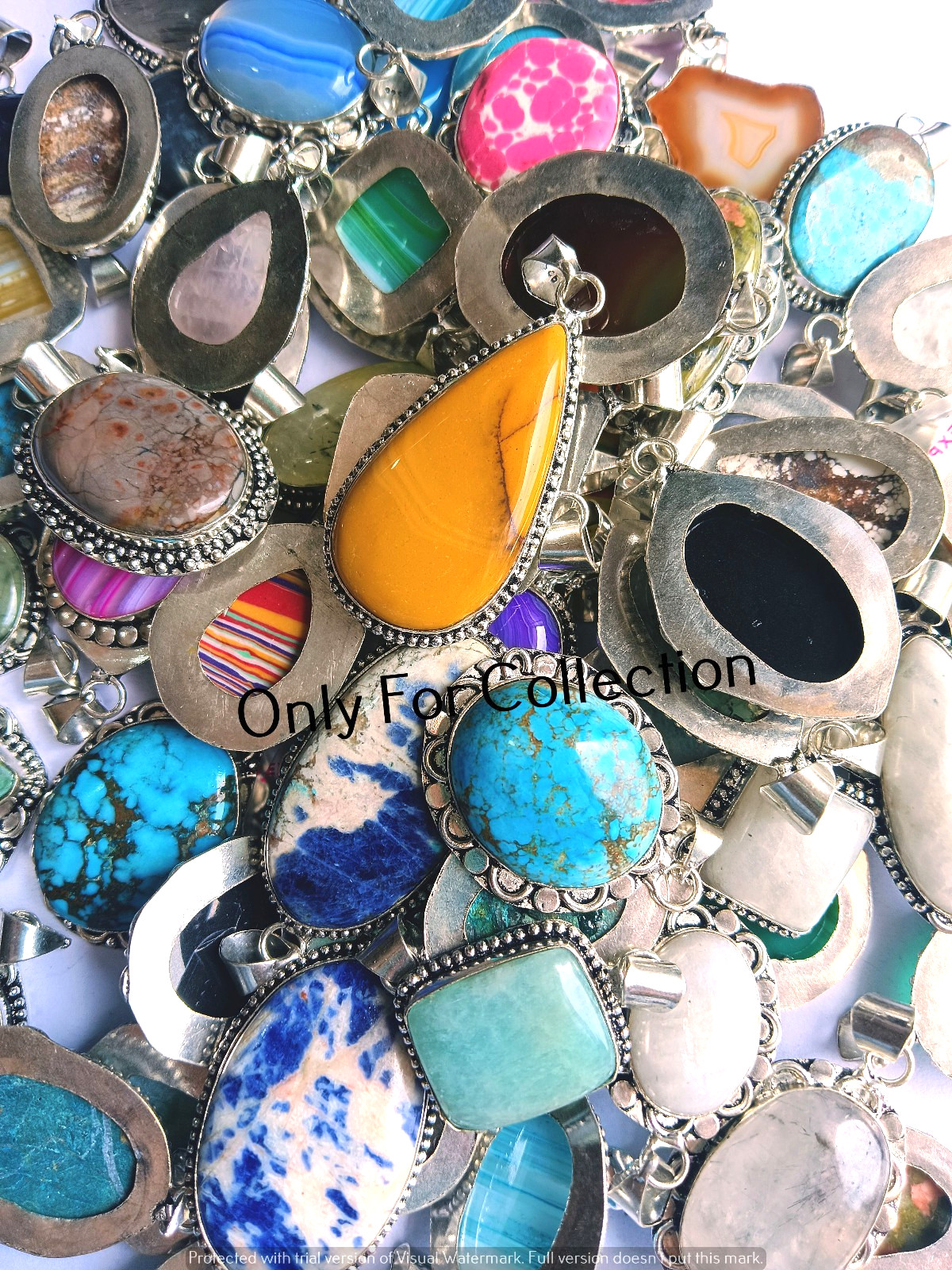 Bulk Sale Agate & Mix Gemstone 925 Sterling Silver Plated Pendant Lot Jewelry